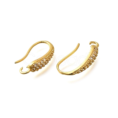 Brass Cubic Zirconia Earring Hooks KK-R217-19G-1