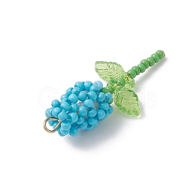 Glass Seed Beaded Rose Pendants PALLOY-MZ00959-06-1