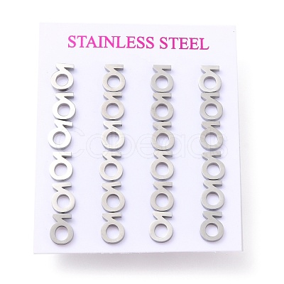 Tarnish Resistant 304 Stainless Steel Greek Alphabet Stud Earrings STAS-D007-07P-05-1