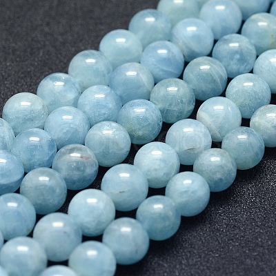 Natural Aquamarine Beads Strands G-P342-10A-8mm-AB+-1