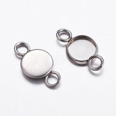 Tarnish Resistant 201 Stainless Steel Cabochon Connector Settings STAS-P161-29-6.5mm-1