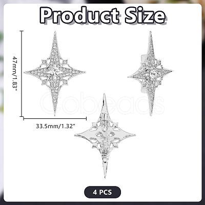 4Pcs Alloy Rhinestone Lapel Pins for Backpack Clothes JEWB-HY0001-64B-1