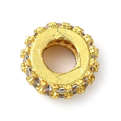 Rack Plating Brass Clear Cubic Zirconia European Beads KK-G501-06B-G-1
