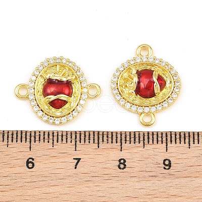 Brass Micro Pave Clear Cubic Zirconia Connector Charms CU-CBA5CB0-17G-1