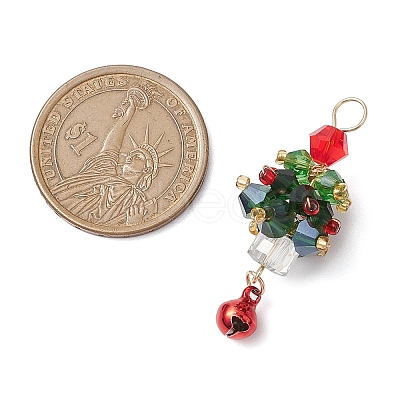 3Pcs 3 Colors Christmas Theme Glass Pendants PALLOY-JF02892-1