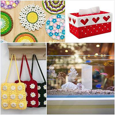 4 Sheets Rectangle Plastic Mesh Canvas Sheets DIY-CP0012-72A-1