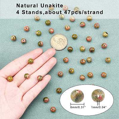 Natural Unakite Beads Strands G-AR0001-39-1
