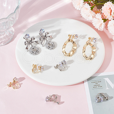 6 Pairs 2 Colors Brass Screw On Clip-on Earring Findings KK-BBC0010-24-1
