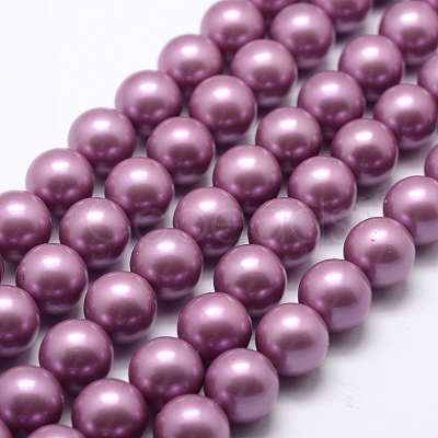 Polished Round Grade A Shell Pearl Bead Strands BSHE-M027-6mm-11-1