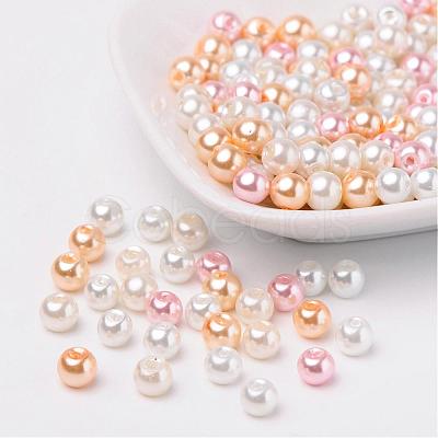 Barely Pink Mix Pearlized Glass Pearl Beads HY-X006-6mm-01-1