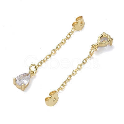Rack Plating Brass Micro Pave Clear Cubic Zirconia Friction Ear Nut EJEW-I266-04G-1