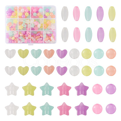 200Pcs 4 Style Luminous Acrylic Beads TACR-FS0001-02-1