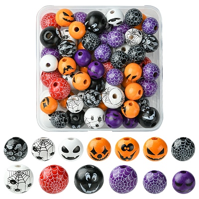 Printed Wood European Beads WOOD-FS0001-30-1