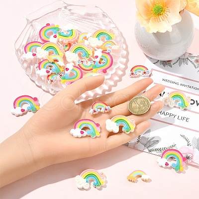 32Pcs 4 Styles Opaque Resin Cabochons CRES-YW0001-46-1
