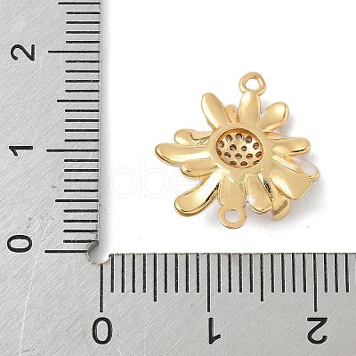 Flower Brass Micro Pave Clear Cubic Zirconia Connector Charms X-KK-M326-06-G02-1