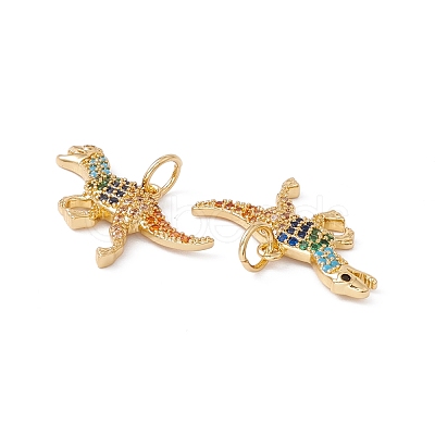 Rack Plating Brass Micro Pave Colorful Cubic Zirconia Pendants ZIRC-C040-48E-G-1
