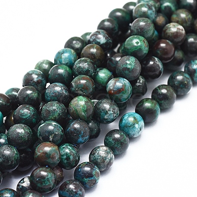 Natural Chrysocolla Azurite Beads Strands G-D0010-08-8mm-1