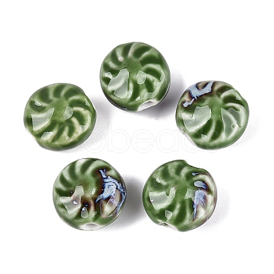 Windmill Spiral Pattern Vintage Handmade Porcelain Beads PORC-N013-19-06-1