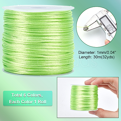 6 Rolls 6 Colors Nylon Satin Rattail Cords NWIR-PH0002-09B-01-1