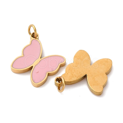 304 Stainless Steel Enamel Pendants STAS-U061-24G-B-1