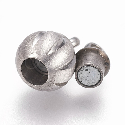 304 Stainless Steel Magnetic Clasps with Loops STAS-O114-083MP-1