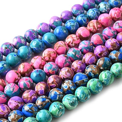 Dyed Natural Magnesite Beads Strands G-L617-D01-8mm-1