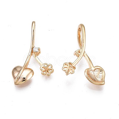 Brass Micro Pave Clear Cubic Zirconia Peg Bails Pendants with Rhinestone and Enamel Settings LS-KK-N232-240-1