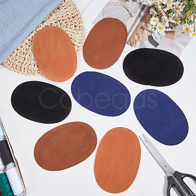 4Pairs 4 Colors Oval PU Imitation Leather Ornament Accessories PATC-CY0001-83-1