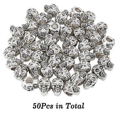 DICOSMETIC 50Pcs Skull Alloy European Beads FIND-DC0002-63-1