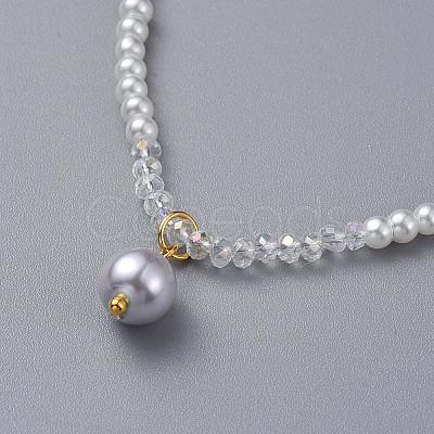 Glass Pearl Beads Pendants Necklaces NJEW-JN02564-1
