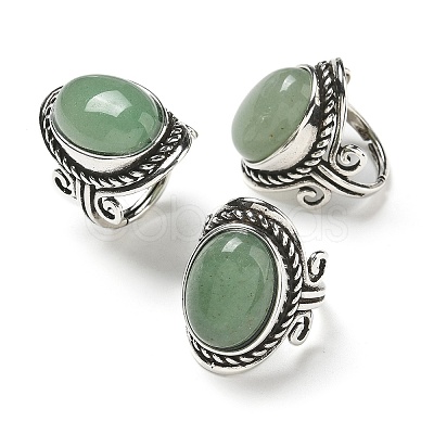 Natural Green Aventurine Adjustable Rings RJEW-I108-01AS-02-1