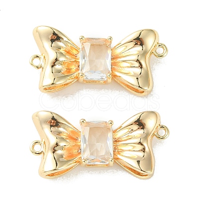 Brass Pave Cubic Zirconia Connector Charms KK-L208-01G-03-1