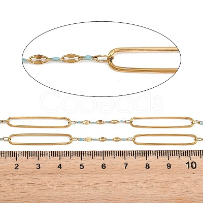 304 Stainless Steel Enamel Dapped Chain Oval Link Chains CHS-K021-15G-03-1