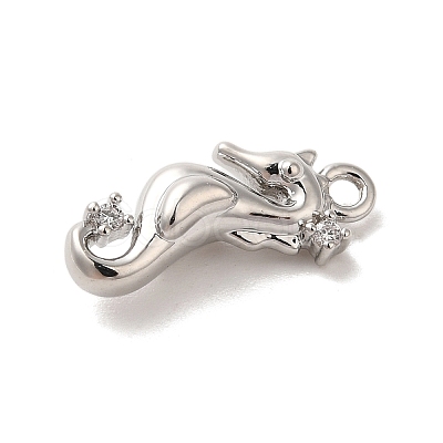 Marine Animal Theme Platinum  Brass Micro Pave Clear Cubic Zirconia Pendants KK-U031-01P-02-1