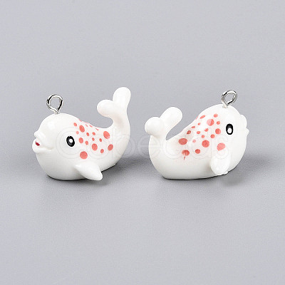 Sea Animal Theme Opaque Resin Pendants RESI-D071-04H-1