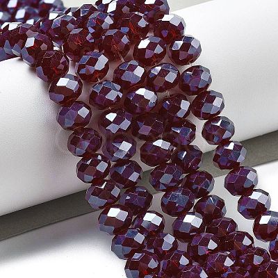 Electroplate Transparent Glass Beads Strands EGLA-XCP0001-16-1