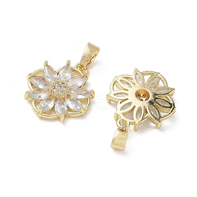 Brass Micro Pave Clear Cubic Zirconia Pendants KK-A299-15G-1
