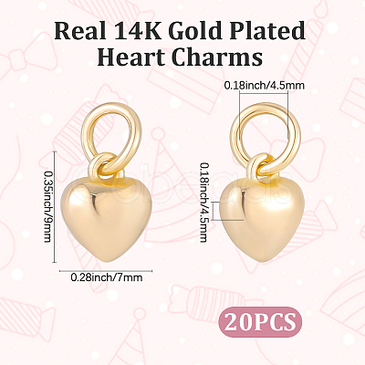 20Pcs Rack Plating Brass Heart Charms KK-BBC0024-87A-1