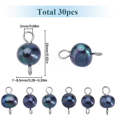 Natural Cultured Freshwater Pearl Potato Connector Charms PALLOY-SC00015-1