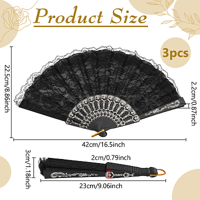 Plastic & Lace Folding Fan AJEW-WH0709-241B-1
