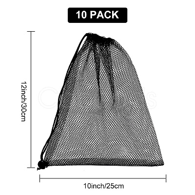 Polyester Mesh Drawstring Storage Bags ABAG-WH0044-49C-1