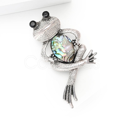 Frog Zinc Alloy Rhinestone Brooches PW-WGC7876-01-1