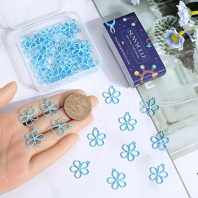 50Pcs Hollow Spray Painted Alloy Pendants FIND-SC0012-27B-1