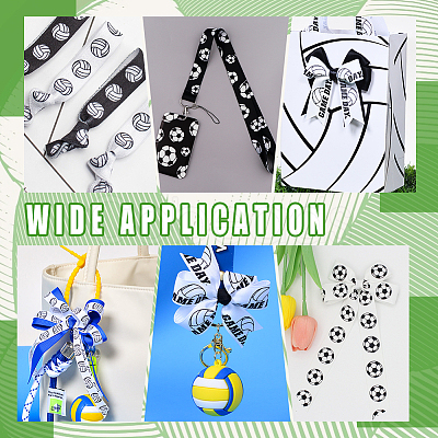 Polyester Football Pattern Ribbon OCOR-WH0078-556-1