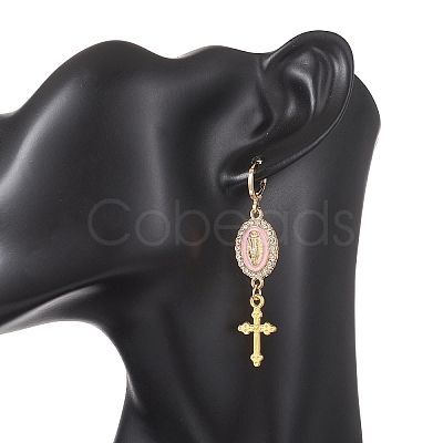 Alloy Enamel Hoop Earrings EJEW-JE06921-1