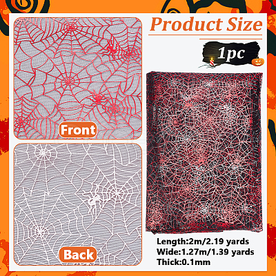 Halloween Spider & Spider Web Polyester Gauze Fabric AJEW-WH0314-677C-1