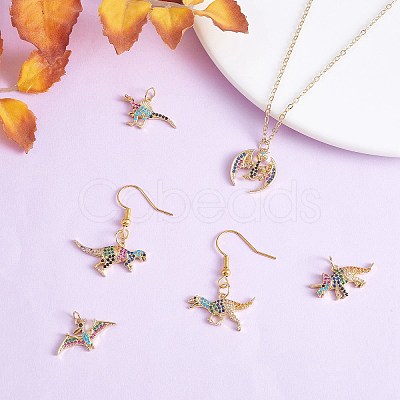 6Pcs 6 Style Rack Plating Brass Micro Pave Colorful Cubic Zirconia Pendants ZIRC-SZ0004-85-1