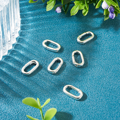 6Pcs Rack Plating Brass Spring Gate Rings KK-TA0008-35S-1