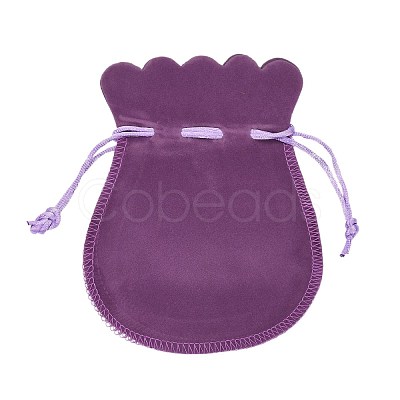 Velvet Bags Drawstring Jewelry Pouches TP-O002-B-M-1
