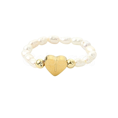Natural Freshwater Pearl & 304 Stainless Steel Bead Finger Rings RJEW-FS00001-09-1